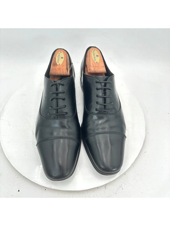 Salvatore Ferragamo Men Sz 7 3E Black Leather Cap Toe lace Up Oxford Dress Shoes main image 10